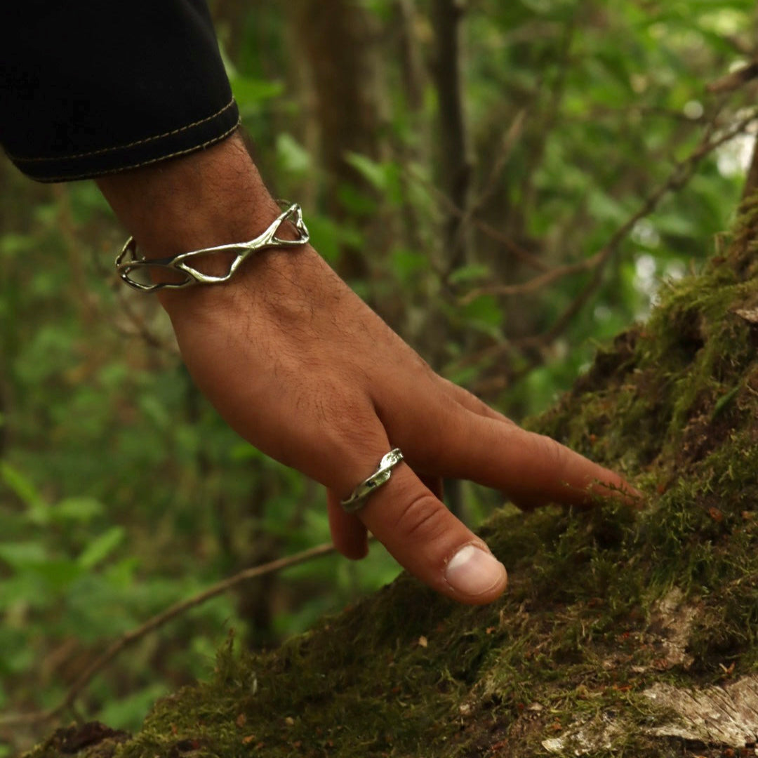 Men's stainless Steel ring and cuff
