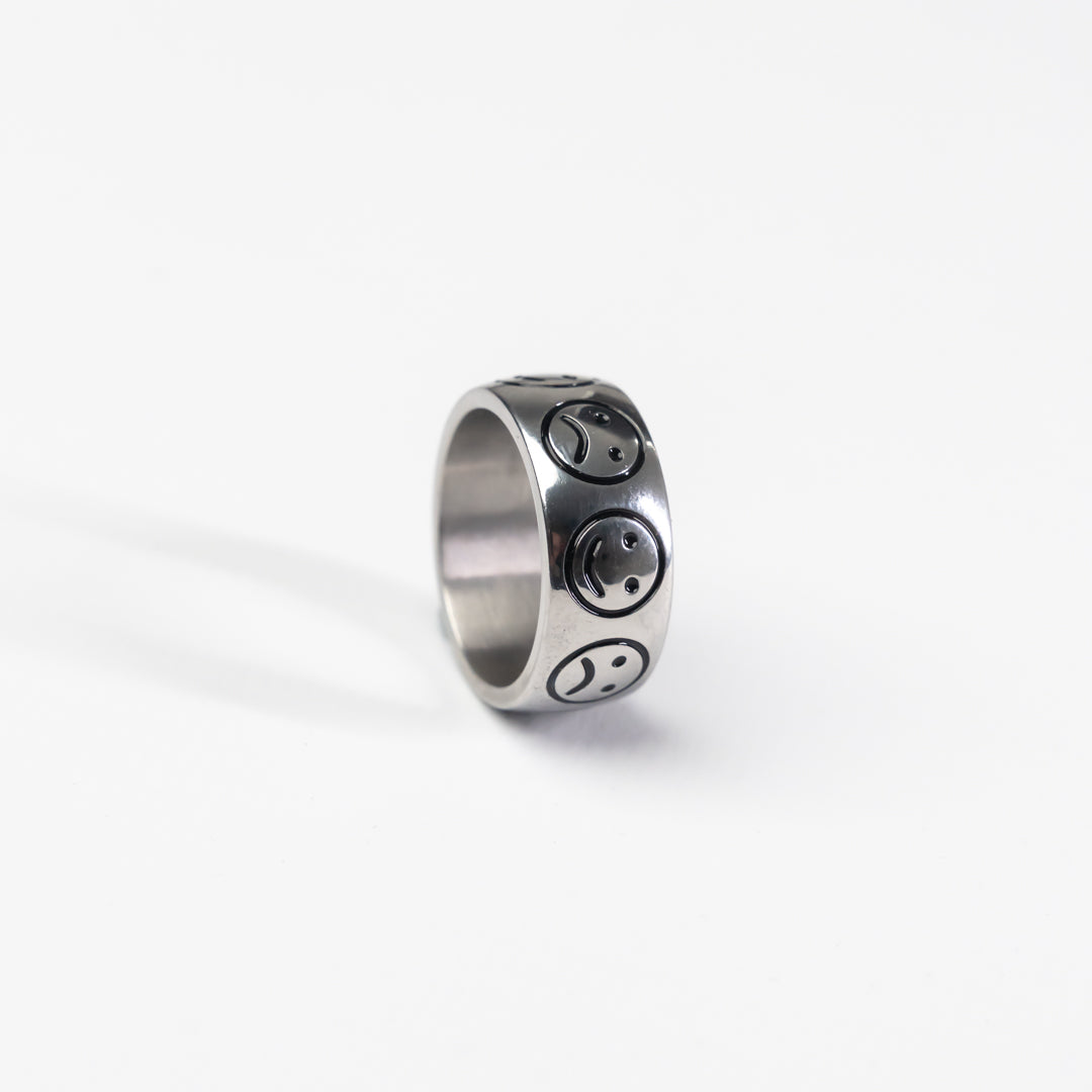 Stainless steel silver face ring