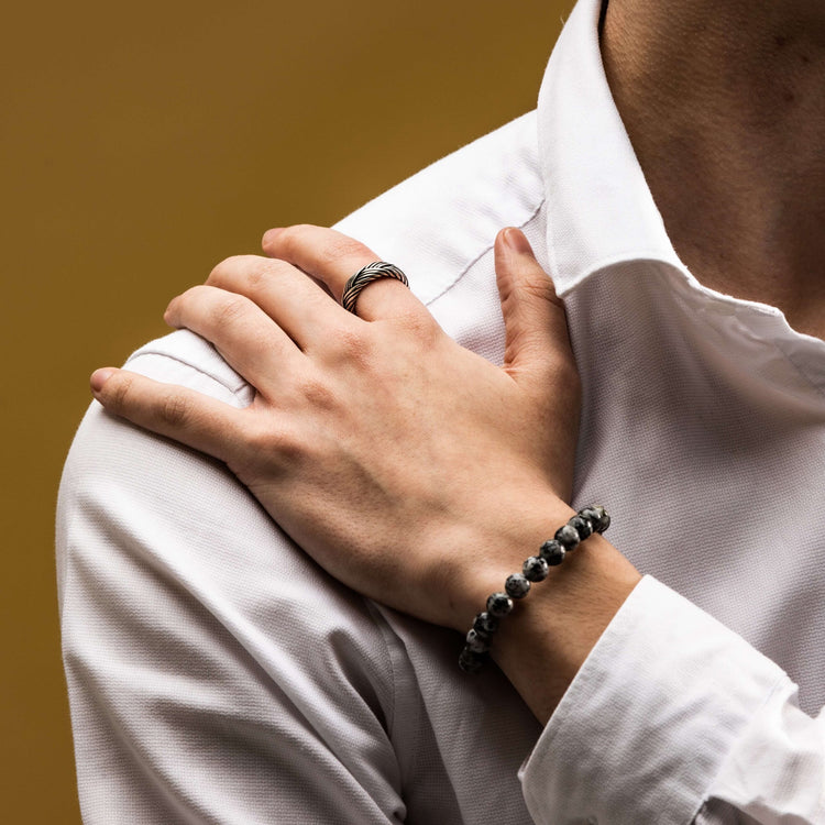 Mens Sterling Silver Ring and white howlite bracelet