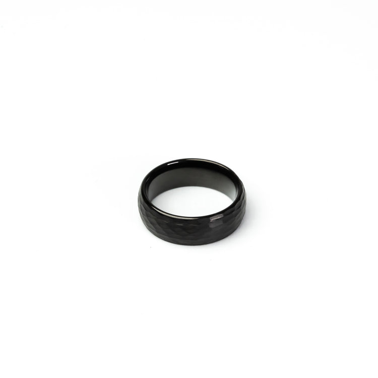 8mm Black Hammered Tungsten Ring