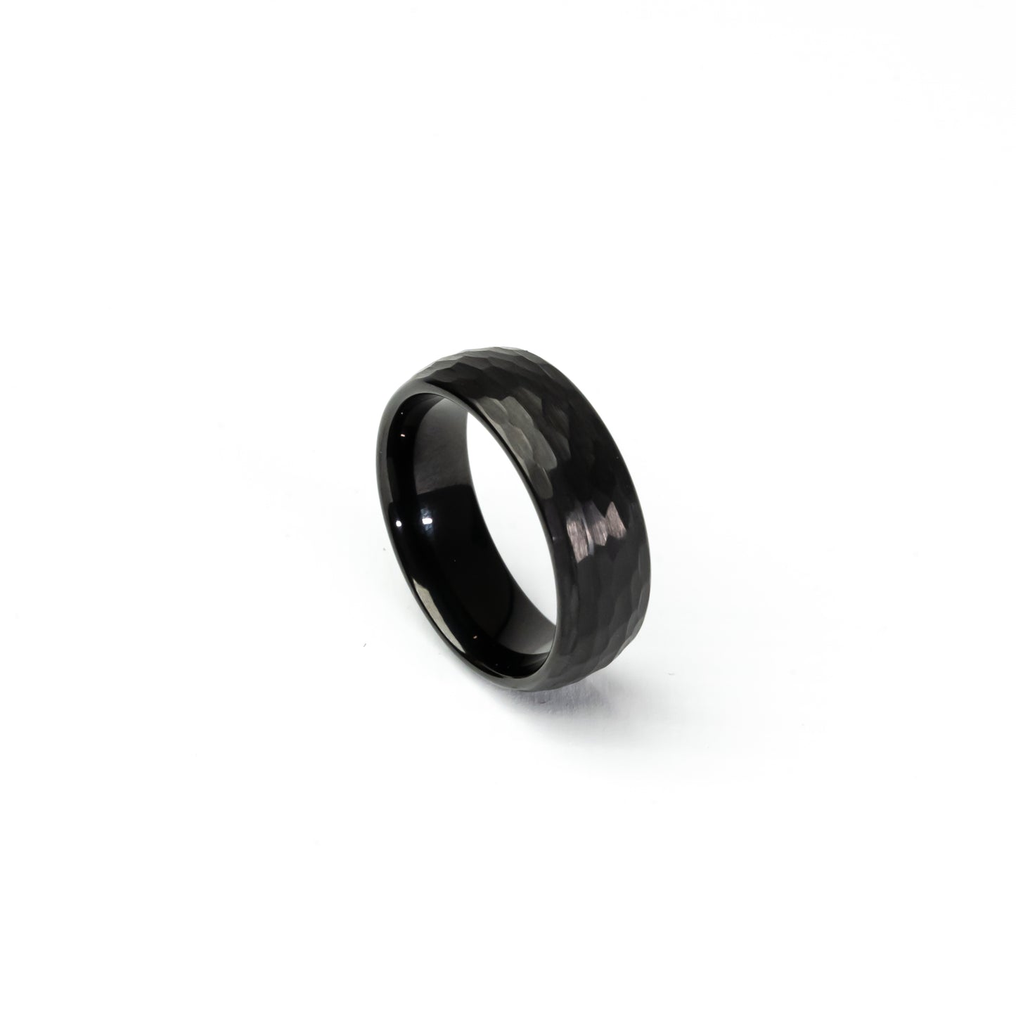 8mm Black Hammered Tungsten Ring