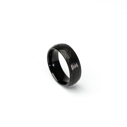8mm Black Hammered Tungsten Ring
