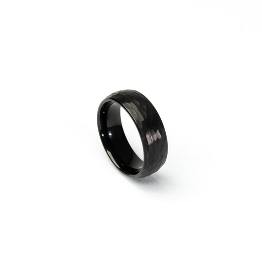 8mm Black Hammered Tungsten Ring