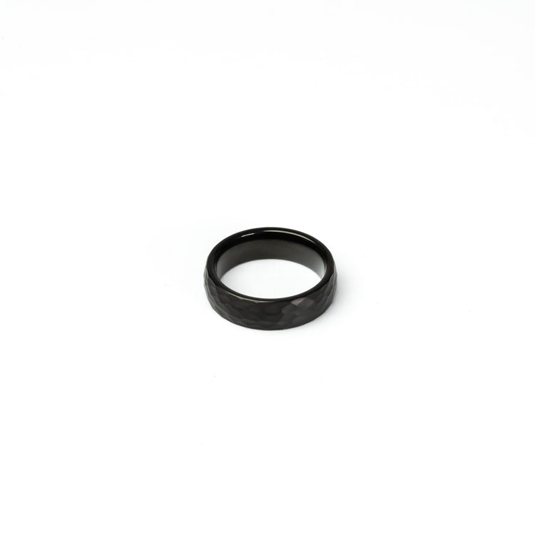 6mm Black Hammered Tungsten Ring