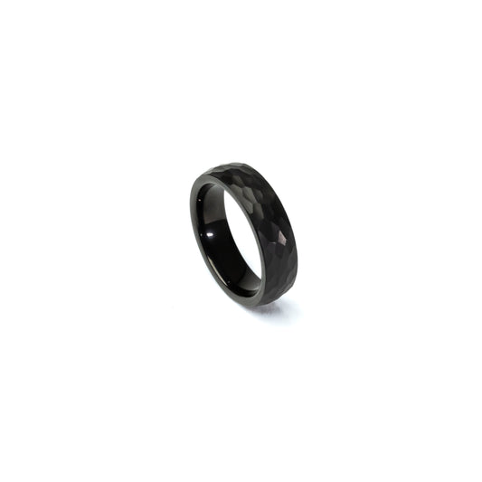 6mm Black Hammered Tungsten Ring