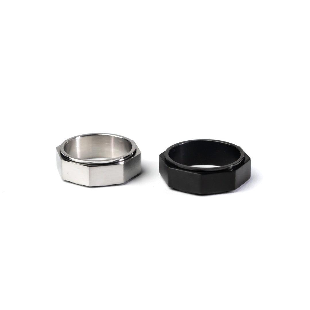Black and Silver Spinning Rings