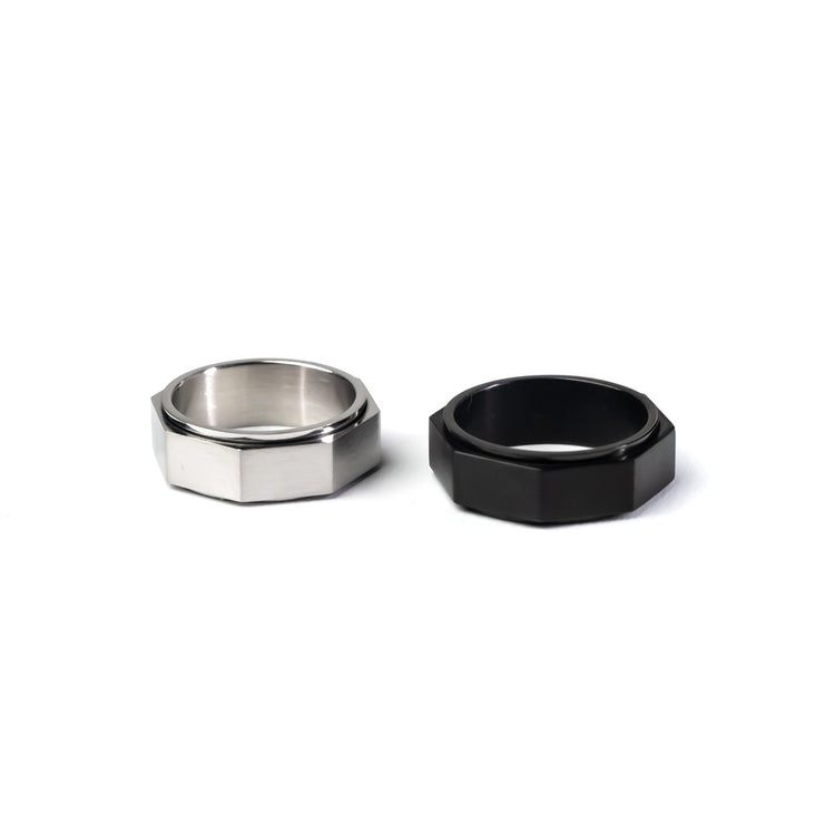 Black and Silver Spinning Rings