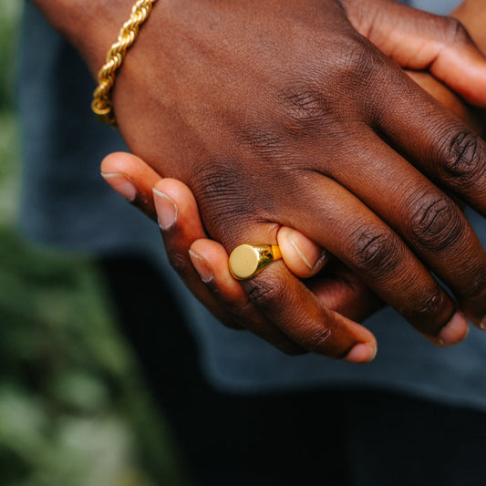 Men's gold signet ring