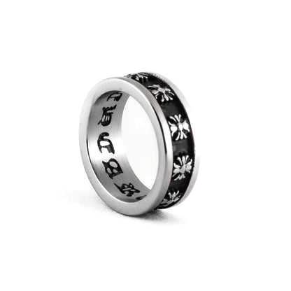Men's Stainless Steel Cross Ring on a white background