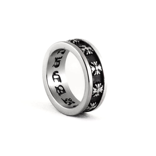 Men's Stainless Steel Cross Ring on a white background