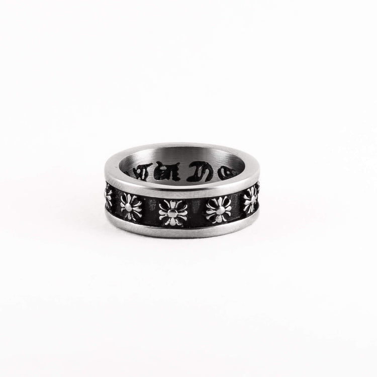 Men's Stainless Steel Cross Ring on a white background
