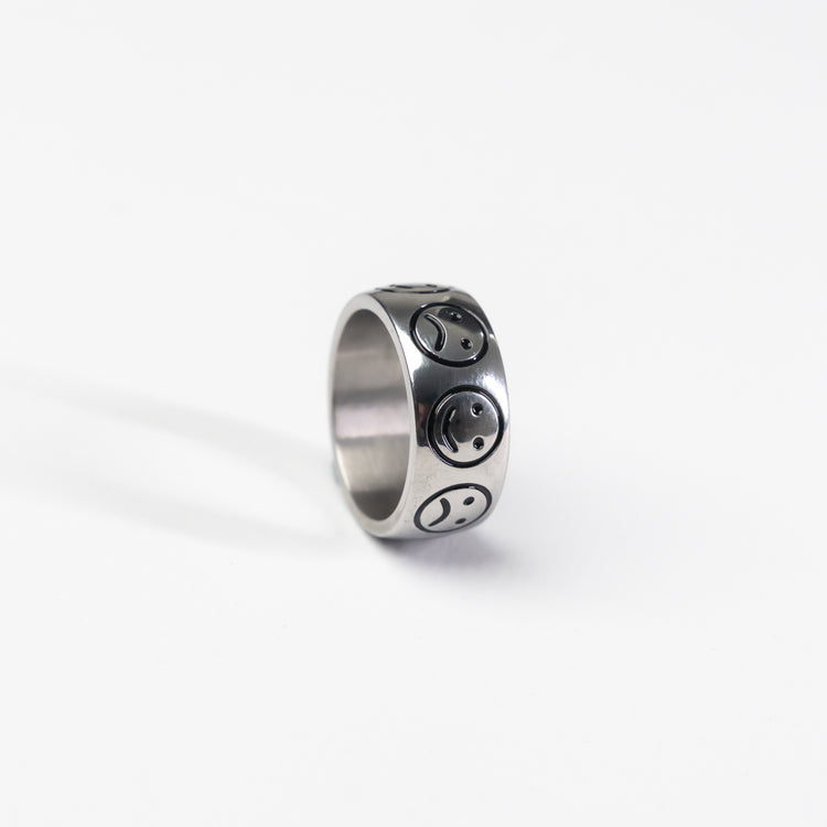 Stainless steel silver face ring