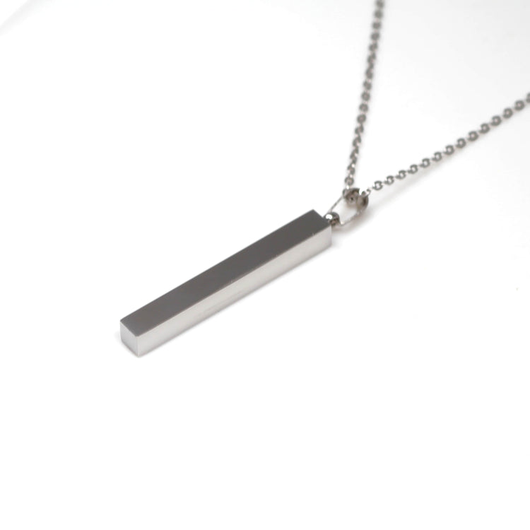Silver bar necklace on a white background