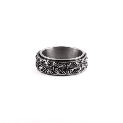 Silver eye spinning ring