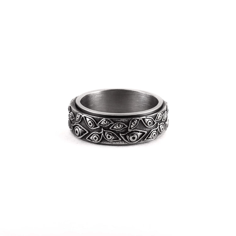 Silver eye spinning ring