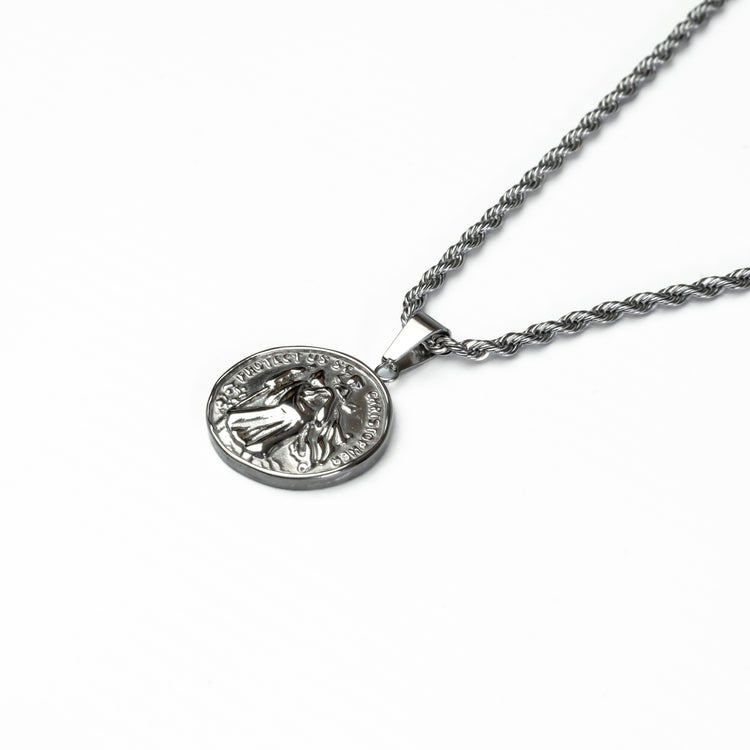 Elegant silver Saint Christopher pendant, water-resistant finish