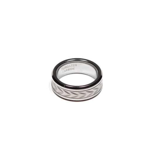 Tungsten Silver Ring with a tire pattern