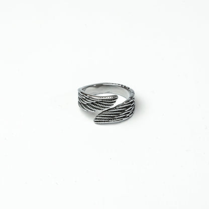 Silver-tone wing ring crafted from durable stainless steel, perfect for everyday wear.